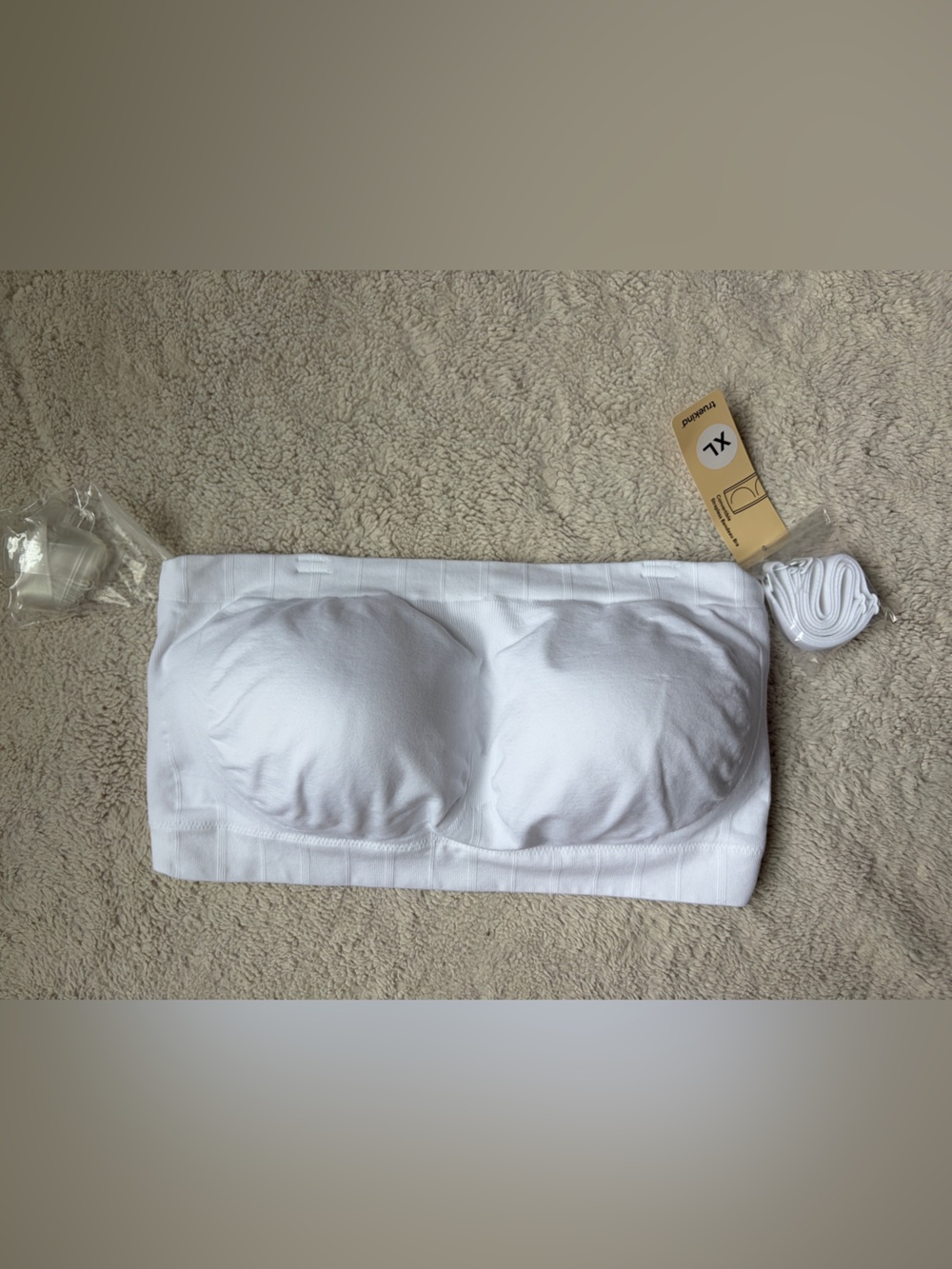 NWT Truekind Convertible Strapless White Seamless Bandeau Bra Size XL